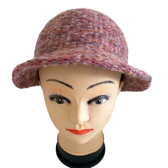 Vintage Betmar Italy Pink Marled Wool Blend Flapper Cloche Hat Retro Coquette